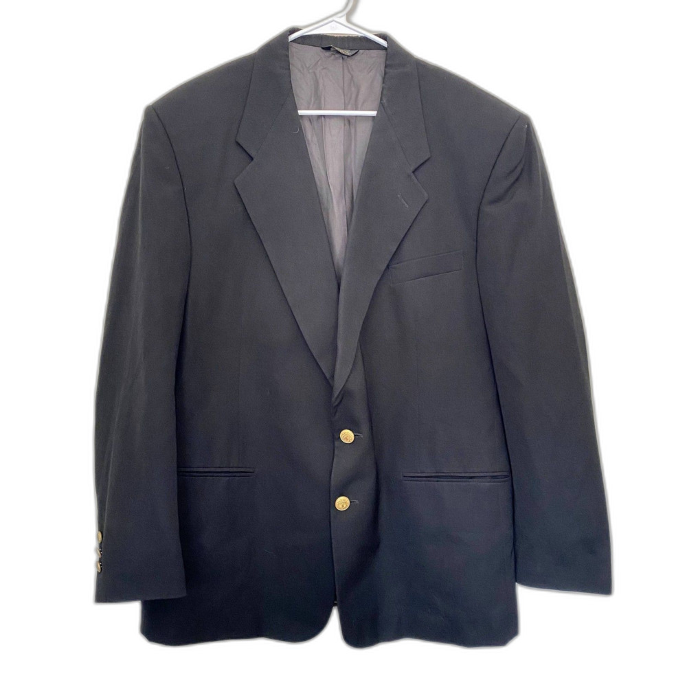 Monsieur Givenchy Mens Black Blazer Two Crest Button Front‎ Classic Size 48R